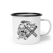 Load image into Gallery viewer, Fried Green Tomatoes Served Hot & Train Enamel Camp Mug, Whistle Stop