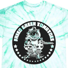 Load image into Gallery viewer, whistle stop cafe train tie dye t-shirt, fried green tomatoes