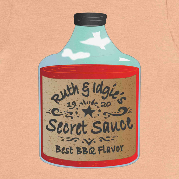 ruth and idgie's secret sauce, flavor, bottle, t shirt