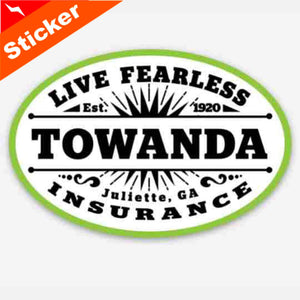 Towanda stickers, magnets, Fried Green Tomatoes, Car Sticker, Fearless Insurance