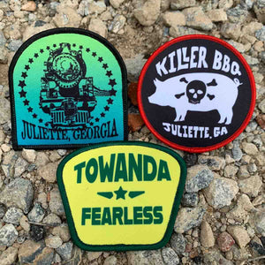 Patches, Iron-On | Fried Green Tomatoes, TOWANDA Fearless, Killer BBQ, Whistle Stop Train