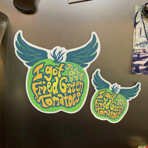 Flying Green Tomato - Premium Stickers & Magnets | Fried Green Tomatoes